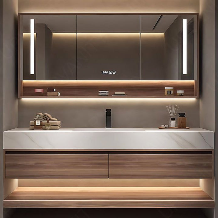 For Home Bathroom Wall Hung Stainless Steel Bathroom Vanity Cabinet Moisture Proof With Storage Rack