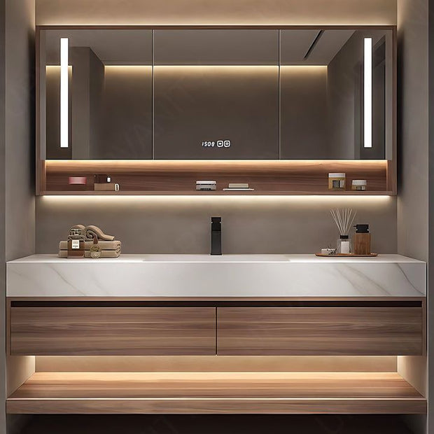 For Home Bathroom Wall Hung Stainless Steel Bathroom Vanity Cabinet Moisture Proof With Storage Rack