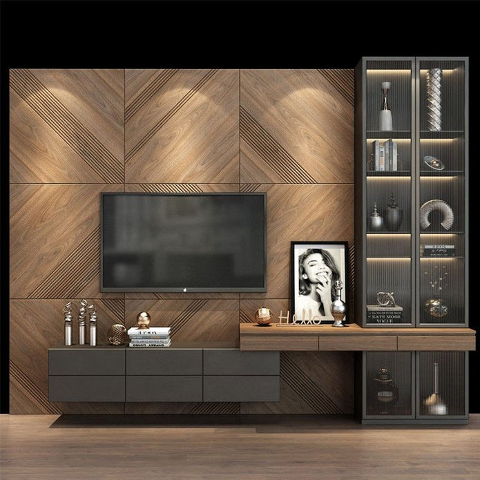 Anti-fingerprint Stainless Steel TV Cabinet Wall Mounted For Living Room