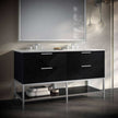 Corrosion Preventive Floor Mounted SS304 Stainless Steel Bathroom Vanity Cabinet Anti Deformation