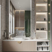Customizable Made Wall Hung Stainless Steel Bathroom Cabinets Vanity Shock Resistance Modern Design For Home Bathroom