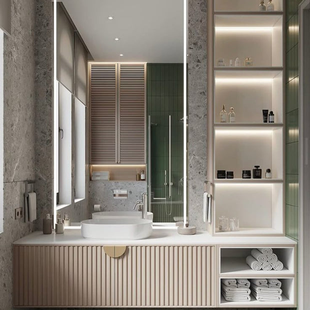 Customizable Made Wall Hung Stainless Steel Bathroom Cabinets Vanity Shock Resistance Modern Design For Home Bathroom