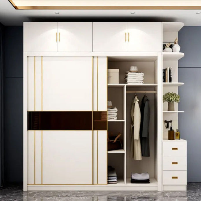 Side Cabinet Extension Combination Stainless Steel Wardrobe For Villa Bedroom