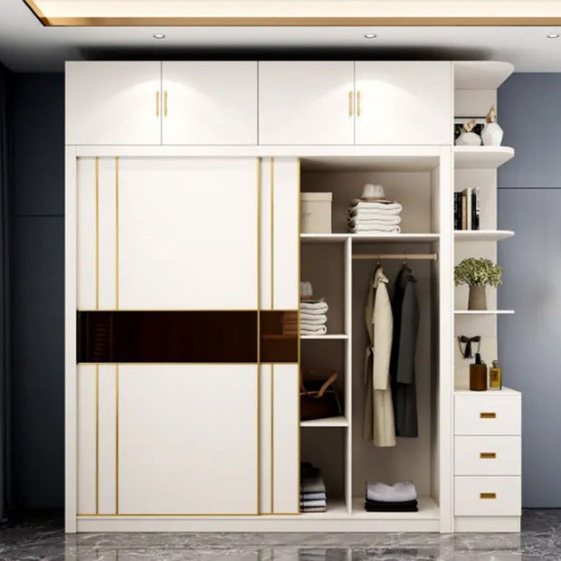 Hanging Drawer And Shelf Combination Stainless Steel Wardrobe Cabinet For Home Bedroom