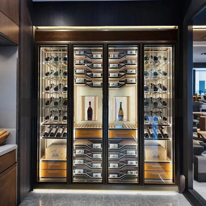 Humidity Alarm Function Stainless Steel Freestanding Wine Cabinet For Living Room