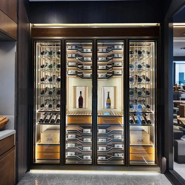 Humidity Alarm Function Stainless Steel Freestanding Wine Cabinet For Living Room