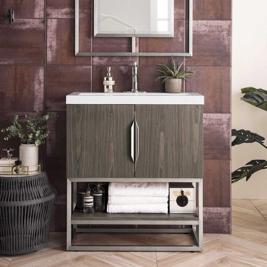 For Modern Bathroom Floor Mounted Stainless Steel Bathroom Dressing Table Cool To The Touch With Smart Mirror