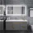 For Home Bathroom Wall Hung Stainless Steel Bathroom Vanity Cabinet Metallic Texture With Storage Rack