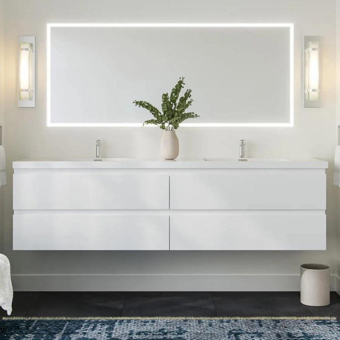 For Modern Bathroom Wall Hung Stainless Steel Bathroom Dressing Table Cool To The Touch With Smart Mirror
