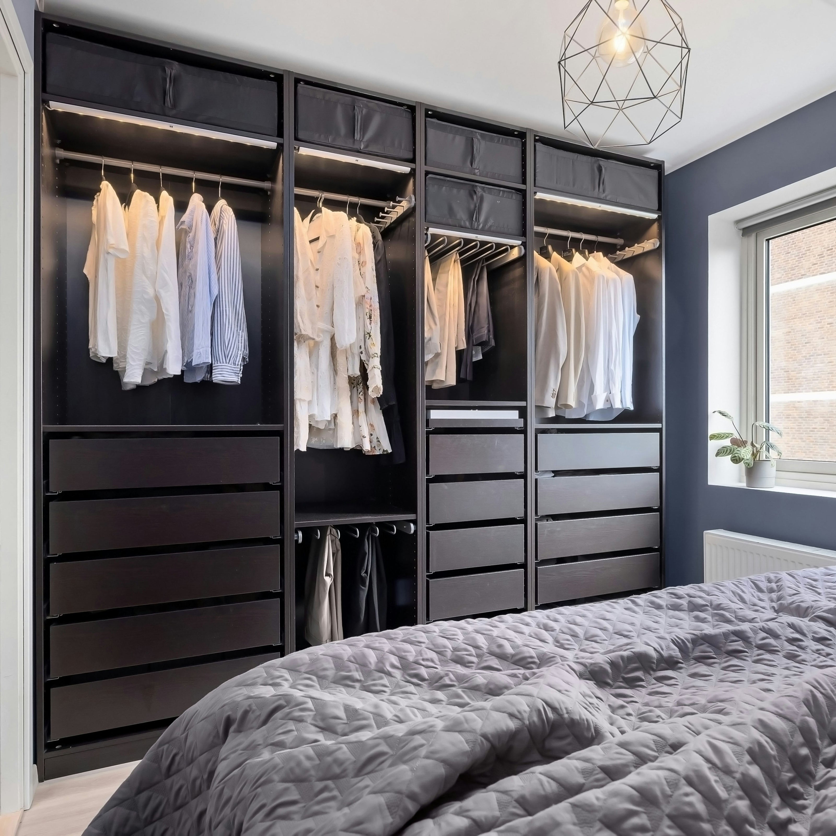 Double Door Built-in Stainless Steel Wardrobe For Home With Internal Dividers