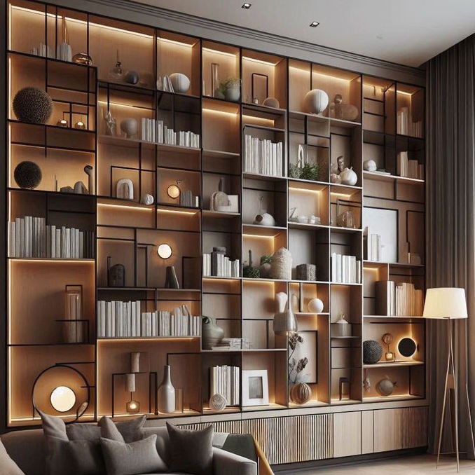 For Family Study Room Built-in SS304 Stainless Steel Bookshelf With Multi-layer Storage