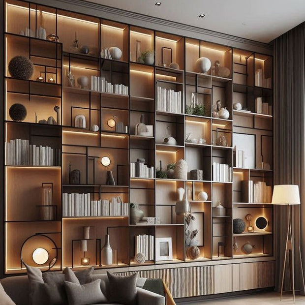For Family Study Room Built-in SS304 Stainless Steel Bookshelf With Multi-layer Storage