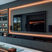 Anti-scratch Stainless Steel TV Cabinet Floor Standing With Media Shelves For Living Room