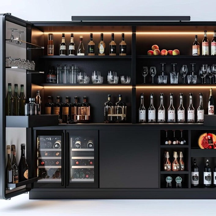 For Apartment Stainless Steel Built-in Wine Rack With Lockable Door And Bottle Guides