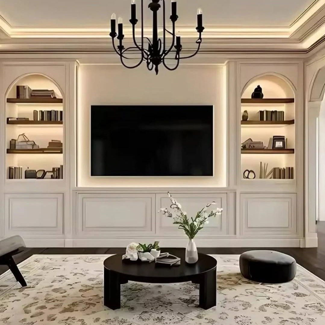 Family Room Media Storage Stainless Steel TV Cabinet Built-In
