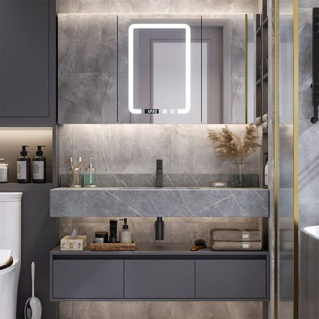 For Washrooms Wall Hung Stainless Steel Bathroom Vanity Set Multi Functional With Sink
