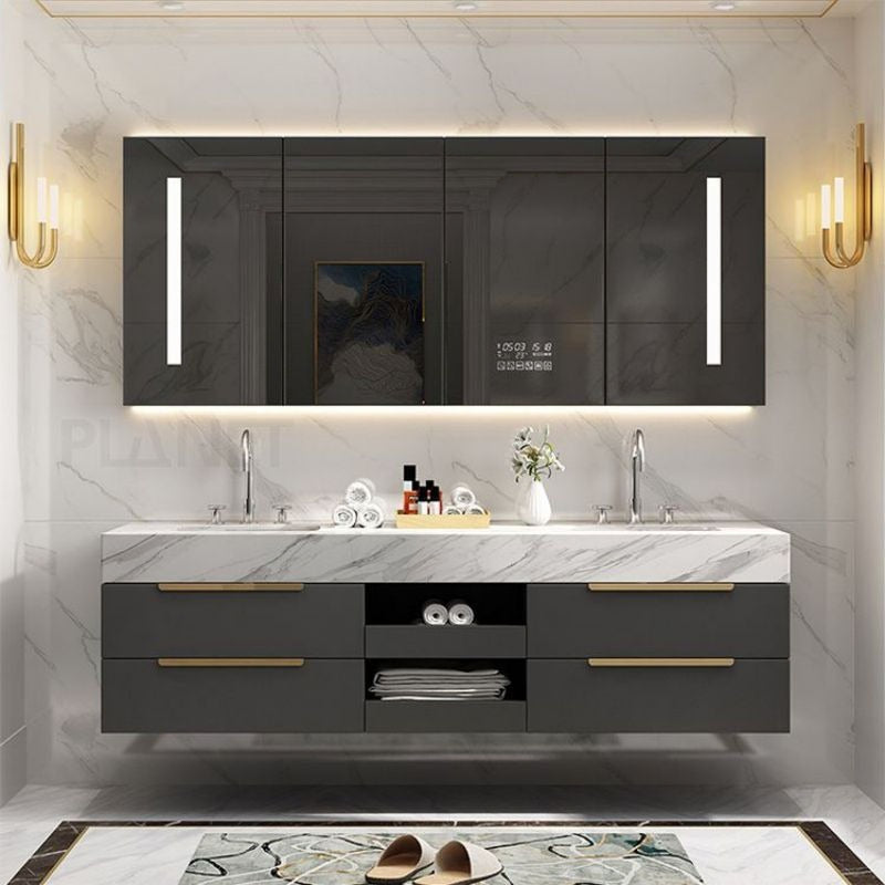 Wall Hung 304 Stainless Steel Bathroom Vanity Cabinet Waterproof For Washrooms