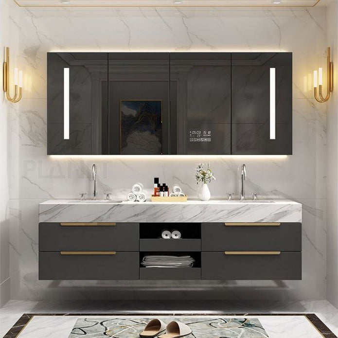 Wall Hung 304 Stainless Steel Bathroom Vanity Cabinet Waterproof For Washrooms
