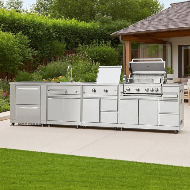For Backyard Modular Stainless Steel Outdoor Kitchen Set Recycle With Sink Faucet