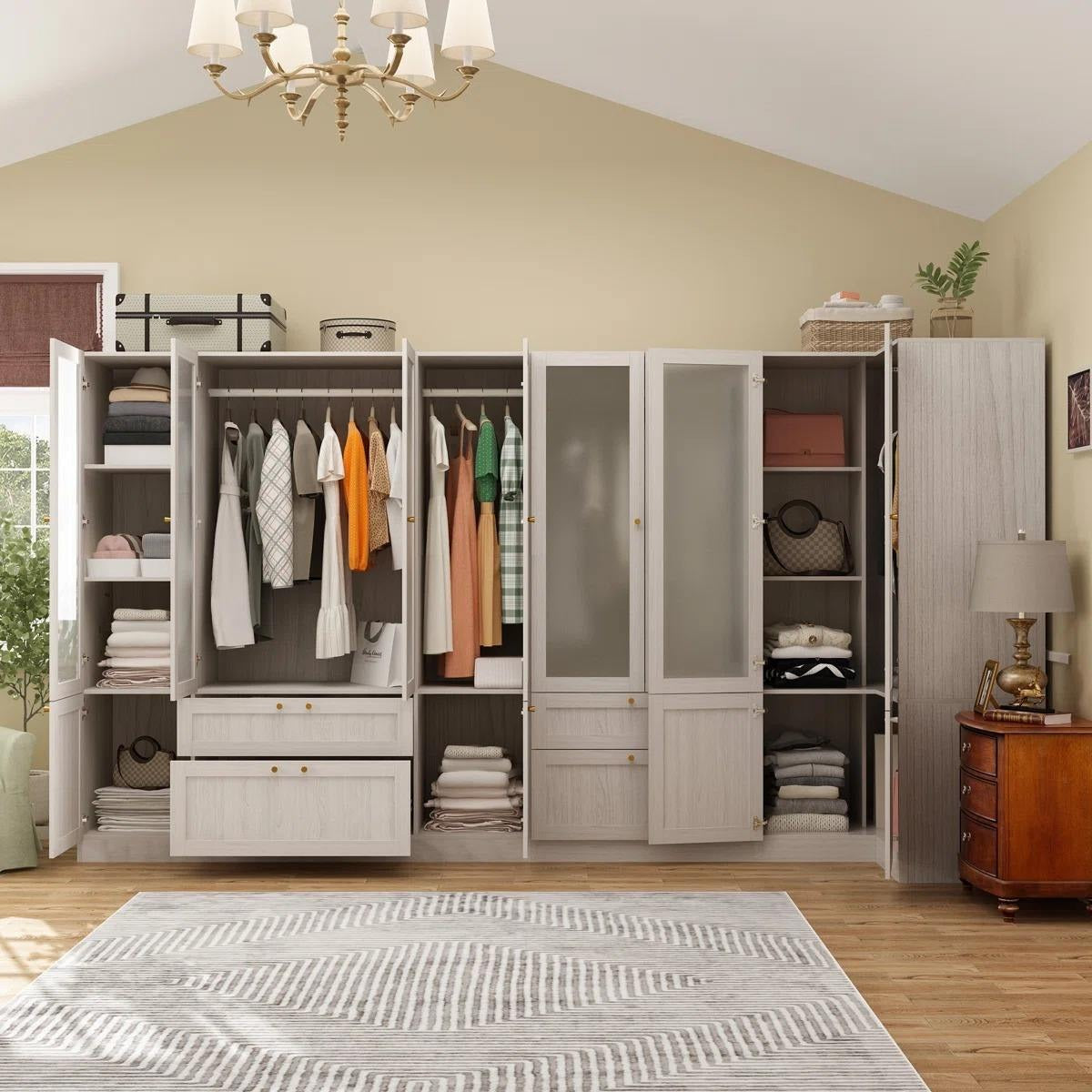Cartoon Handles Combination Stainless Steel Wardrobe For Kids Bedroom