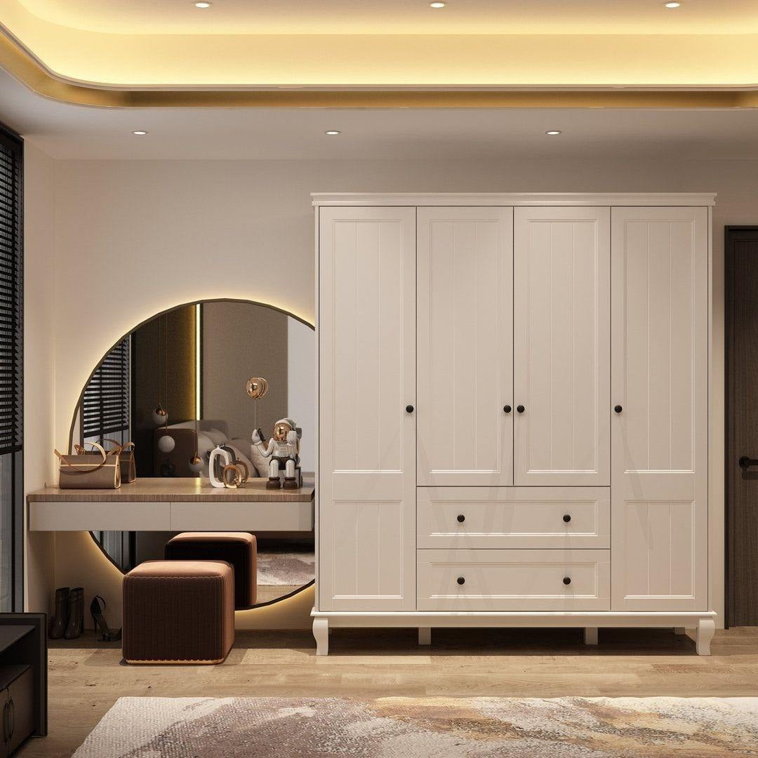 Shelf Dividers Freestanding Stainless Steel Wardrobe Cabinet For Master Room