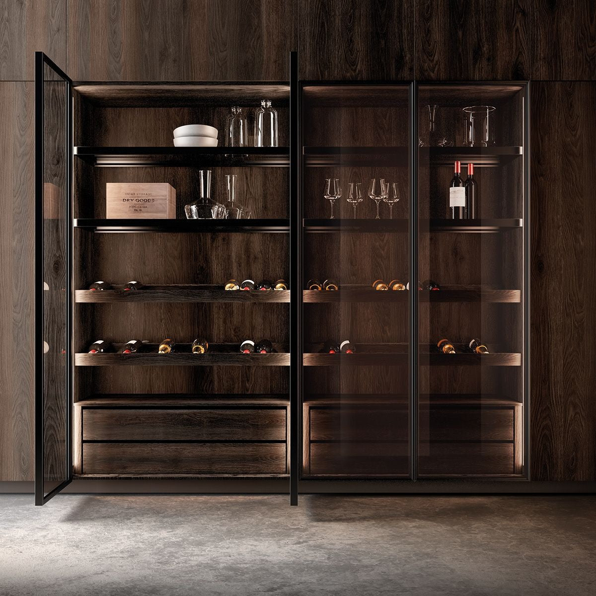 Red Wine Temperature Control 304 Stainless Steel Freestanding Wine Cabinet For Apartment