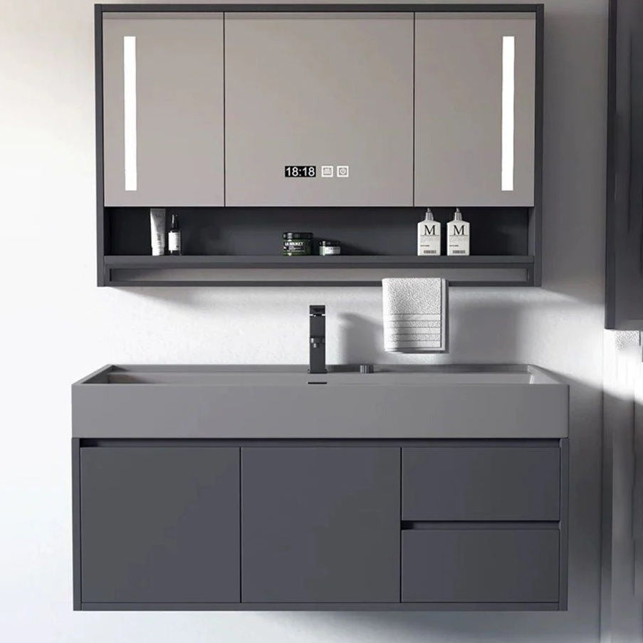 Wall Hung 304 Stainless Steel Bathroom Cabinets Vanity Shock Resistance For Compact Bathroom
