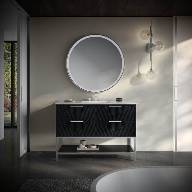 Corrosion Preventive Floor Mounted SS304 Stainless Steel Bathroom Vanity Cabinet Anti Deformation