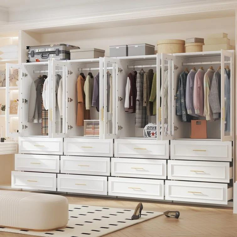 Anti-scratch Doors Combination Stainless Steel Wardrobe Cabinet For Villa