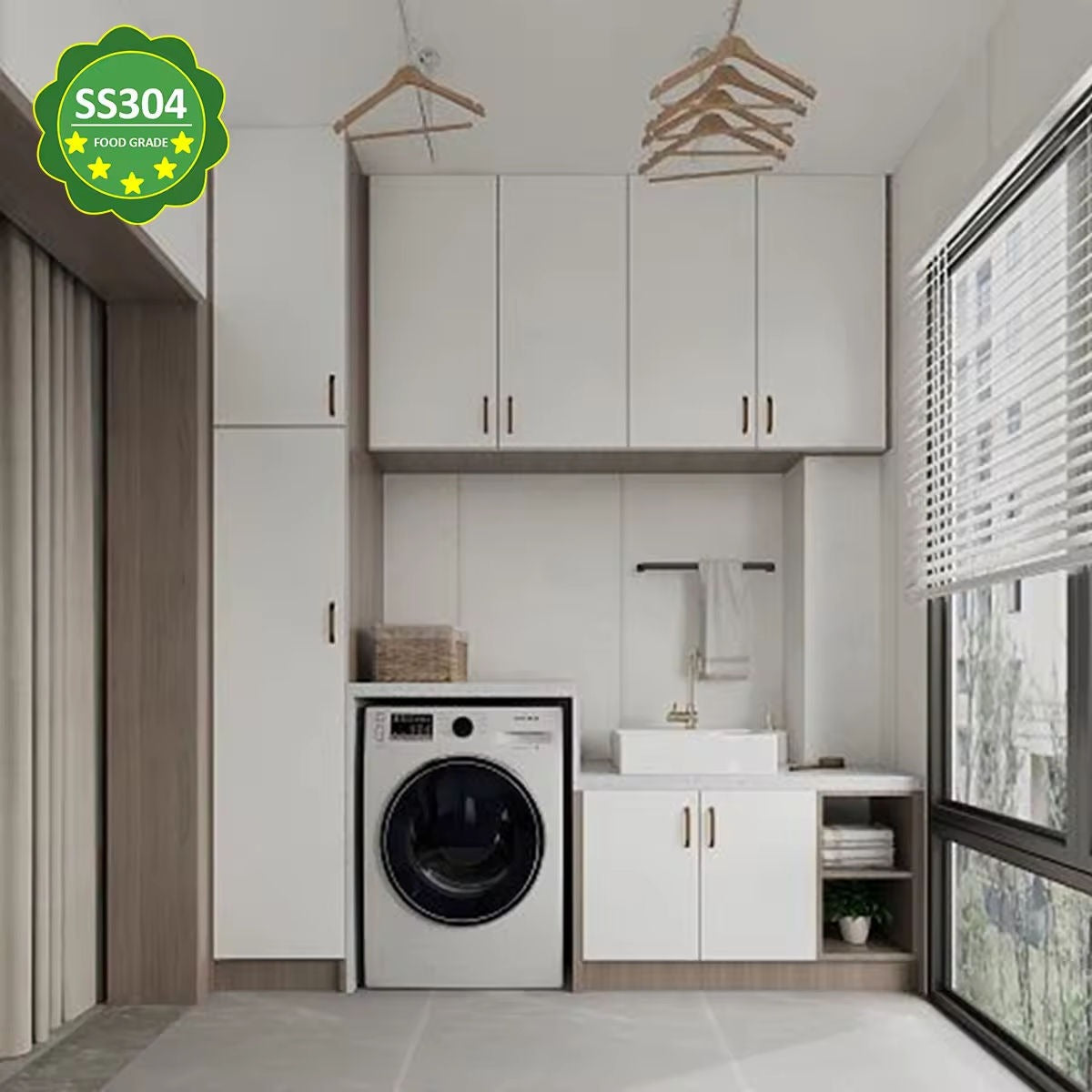 High Quality Stainless Steel Balcony Cabinet With Adjustable Shelves