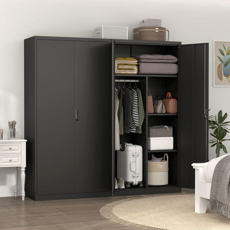 Anti-fingerprint Finish Freestanding Stainless Steel Wardrobe For Home