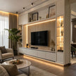 Family Room Moisture-resistant Layer Stainless Steel TV Cabinet Built-In