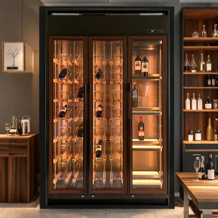 Glass Door Anti-fog Design 304 Stainless Steel Freestanding Wine Storage Cabinet For Dining Room