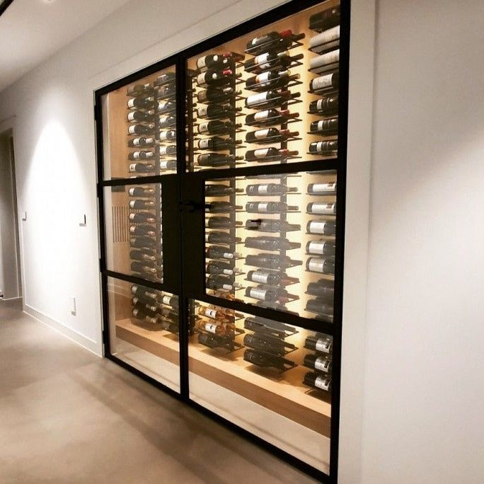 For Living Room SS304 Stainless Steel Built-in Wine Rack With Internal LED Strip Light