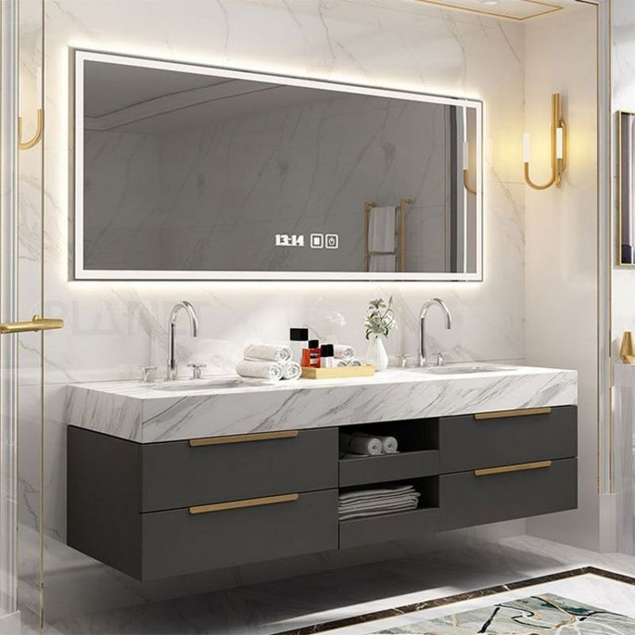 Wall Hung 304 Stainless Steel Bathroom Vanity Cabinet Waterproof For Washrooms