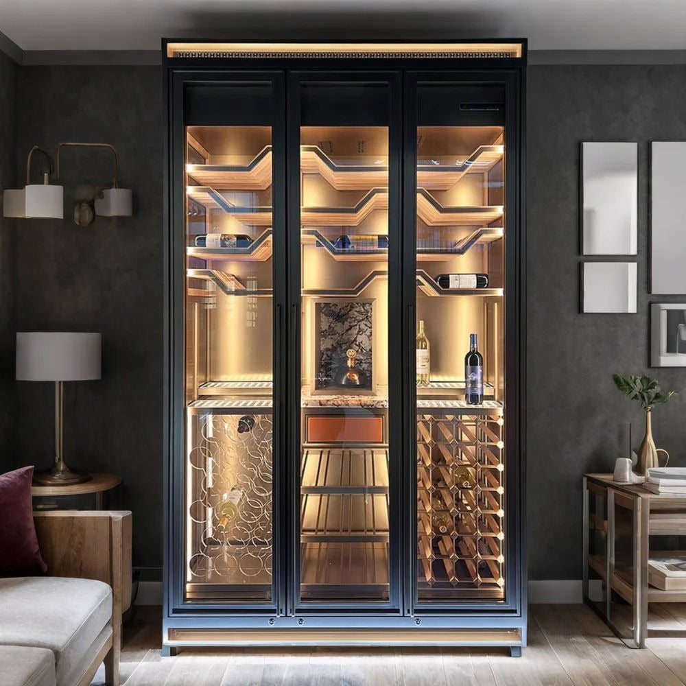Humidity Alarm Function Stainless Steel Freestanding Wine Cabinet For Living Room