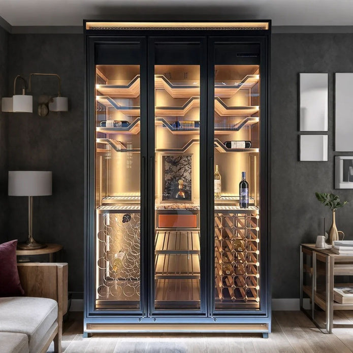 Humidity Alarm Function Stainless Steel Freestanding Wine Cabinet For Living Room