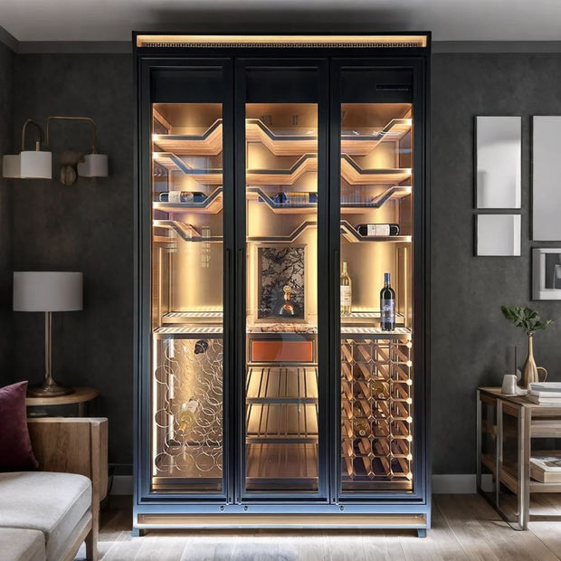 Humidity Alarm Function Stainless Steel Freestanding Wine Cabinet For Living Room