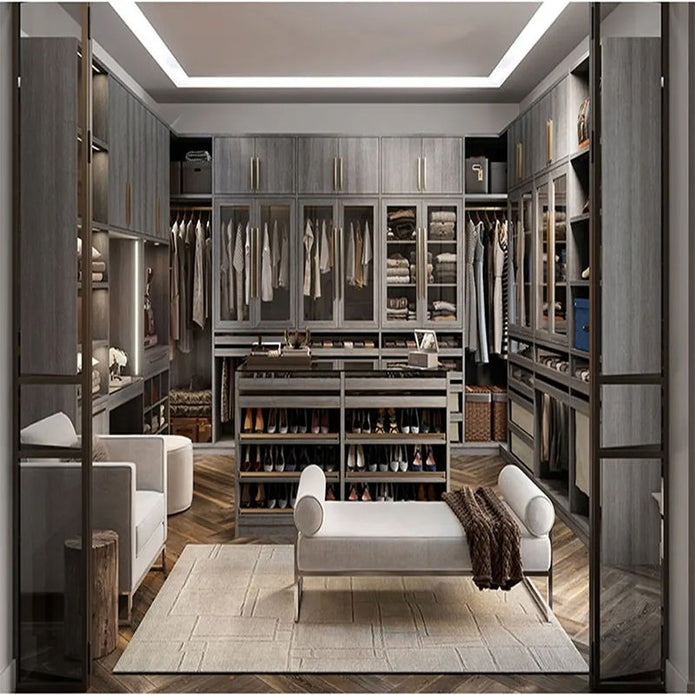 Men’s Hanging Zone Walk-in Stainless Steel Wardrobe For Master Dressing Room