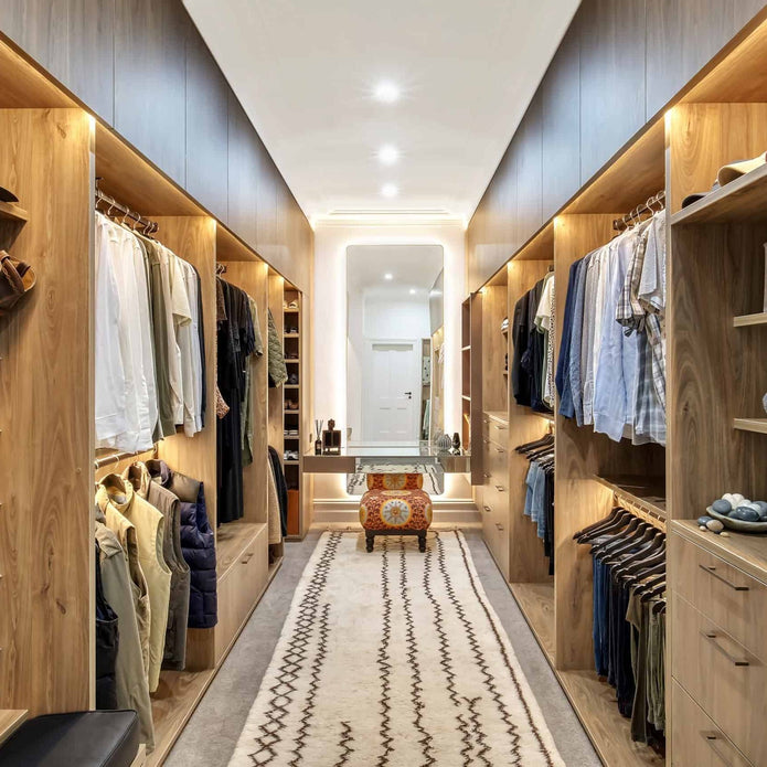 LED Lighting System Walk-in Stainless Steel Wardrobe Cabinet For Master Dressing Room