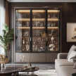 Light Sensor Stainless Steel Freestanding Wine Storage Cabinet For Living Room