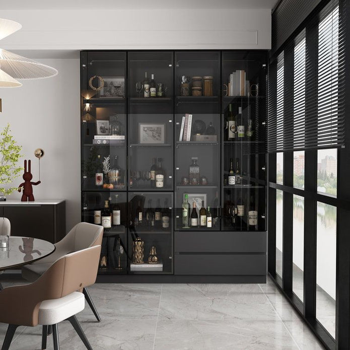 LED Strip Light Inside SS304 Stainless Steel Freestanding Wine Rack For Living Room
