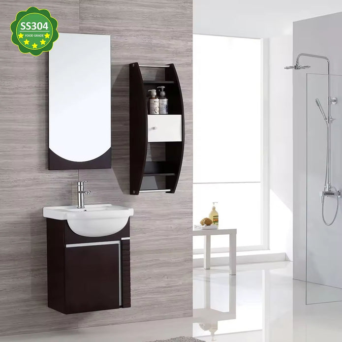 For Guest Bathroom Wall Hung Stainless Steel Bathroom Vanity Moisture Resistant With Smart Mirror