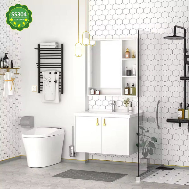 For Family Bathroom Wall Hung Stainless Steel Bathroom Vanity Set Recycle With Sink Faucet