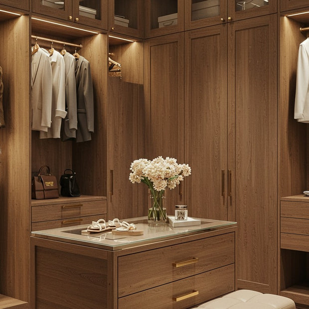 LED Strip Lights Walk-in Stainless Steel Wardrobe For Home Dressing Room