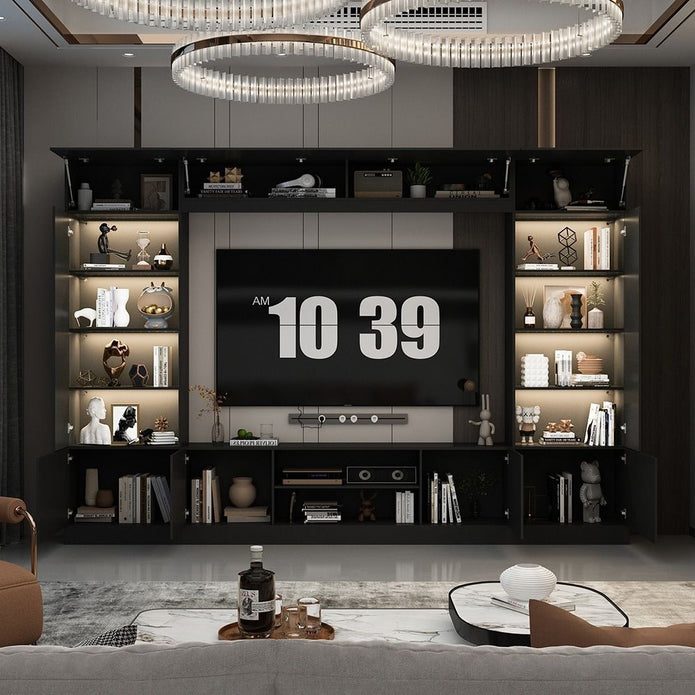 Family Room Anti-fingerprint Stainless Steel TV Cabinet Floor Standing