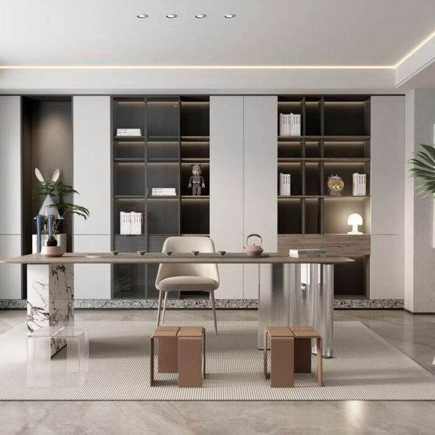 For Open Living Space Built-in SS304 Stainless Steel Bookshelf With Decorative Book Display