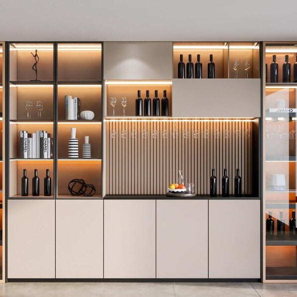 Anti-fingerprint Surface SS304 Stainless Steel Built-in Wine Storage Cabinet For Basement With UV Filter
