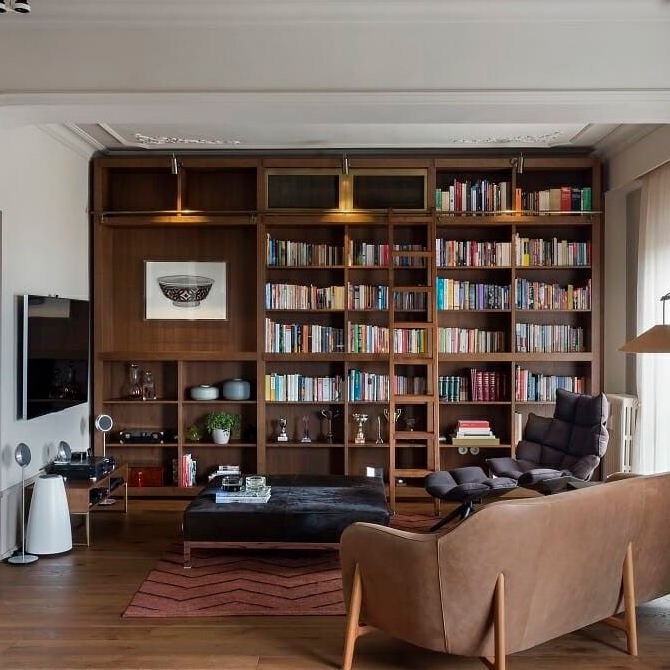 Built-in Stainless Steel Bookshelf With Small Drawer For Stationery In Home Study