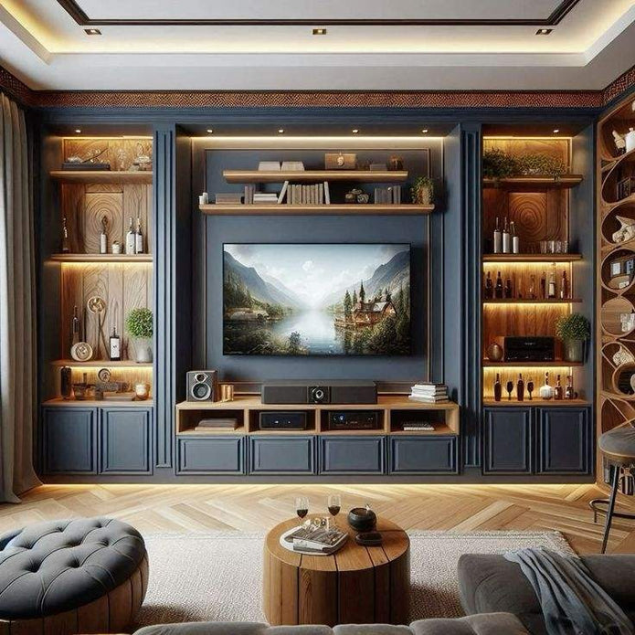 Reinforced Structure SS304 Stainless Steel TV Cabinet Built-In For Living Room